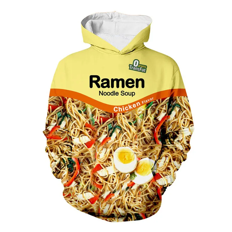 SOSHIRL Ramen Noodle Soup Hoodies Hipster Funny Hoody Chicken/beef/shrimp Flavor Unisex Tops Cool Hip Hop Streetwear Pullovers