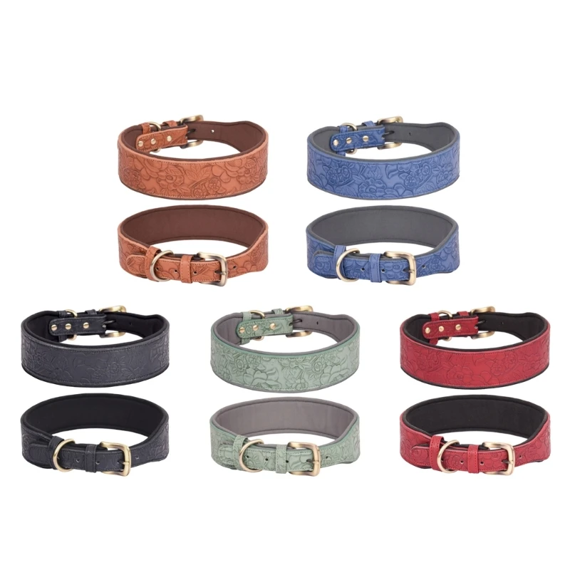 

Embossed Collar Soft Padding Pet Dogs Collar for Whippets Large Size Dog Supply