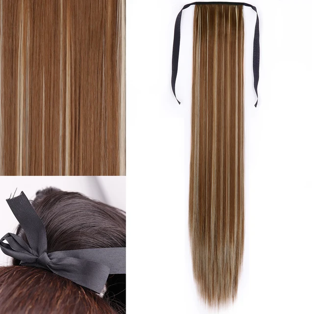 MERISIHAIR Synthetic Long Straight Wrap Around Clip In Ponytail Hair Extension Heat Reistan Pony Tail Fake Hair 13-6h613
