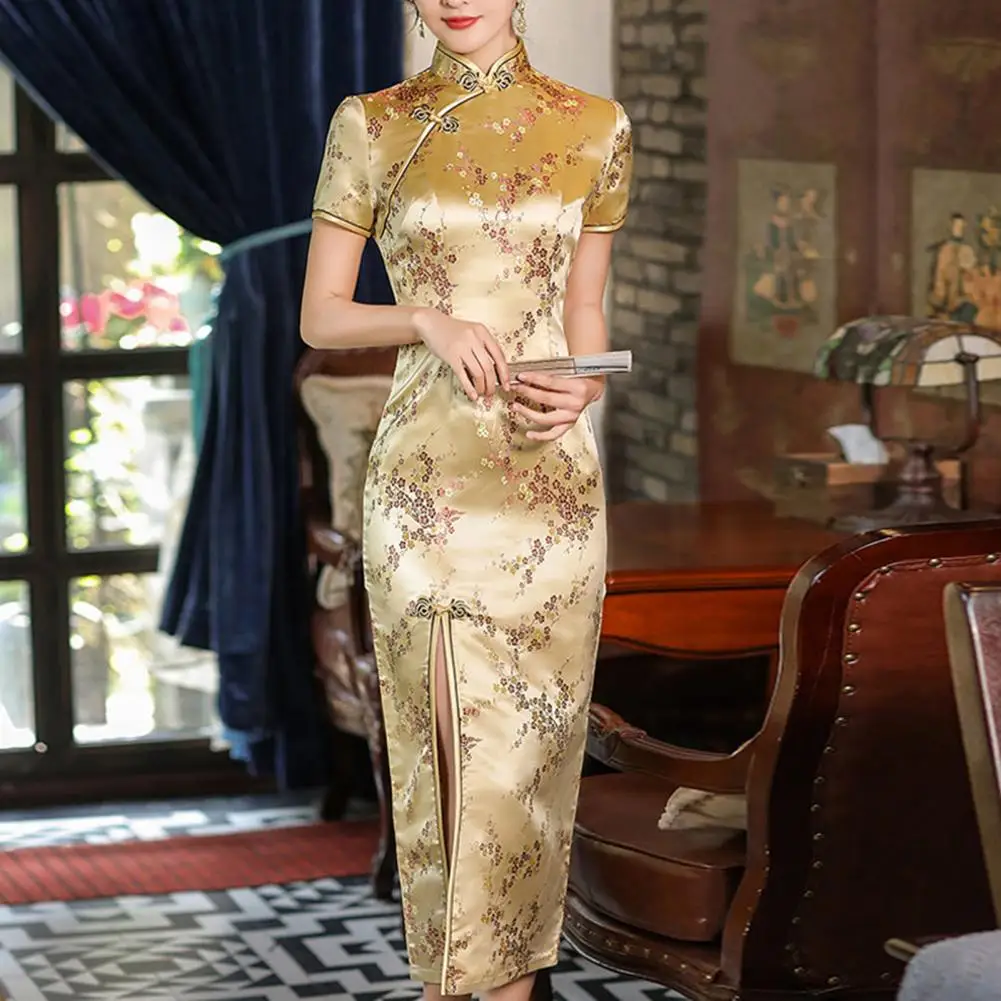 Blue Tie-Dye Modern Qipao Dress | Mandarin Collar Tassel Cheongsam