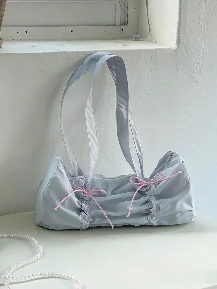 Korean New Arrival Sweet Drawstring Bow Large Capacity Handbag Tote Bags Women Commute Shoulder Bag