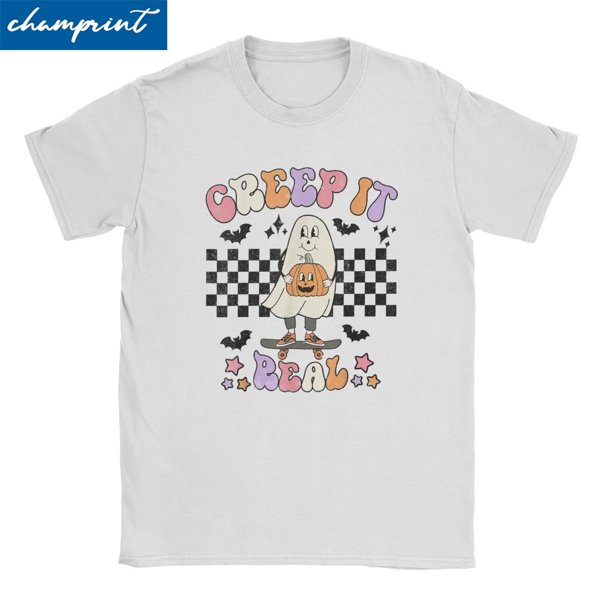 Cute Ghost Uomo Donna Magliette Halloween Vintage Tee Shirt Manica Corta Girocollo T-Shirt Puro Cotone Plus Size Vestiti