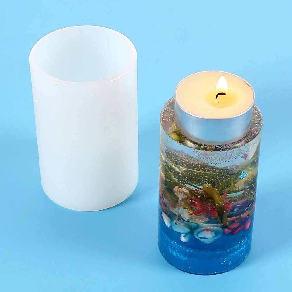 Silicone Candle Mold Cylinder Candles Mold Hexagon Silicone Epoxy Resin Mold Candle Soap Aromatherapy Flower Specimen Crafts Making