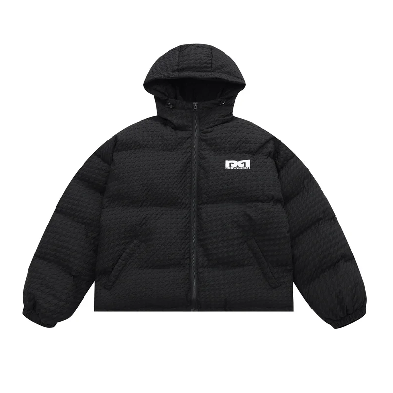 

Winter Jacket Coat Men Oversized Zip Up Hooded Thick Warm Streetwear Padded Puffers Parkas Outwear Cold Warm Short Down Jackets