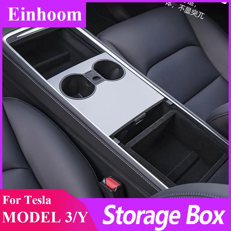For Tesla Model Y Storage Box Car Central Armrest Flocking/ABS Organizer 3 2021 Accessories | Автомобили и мотоциклы