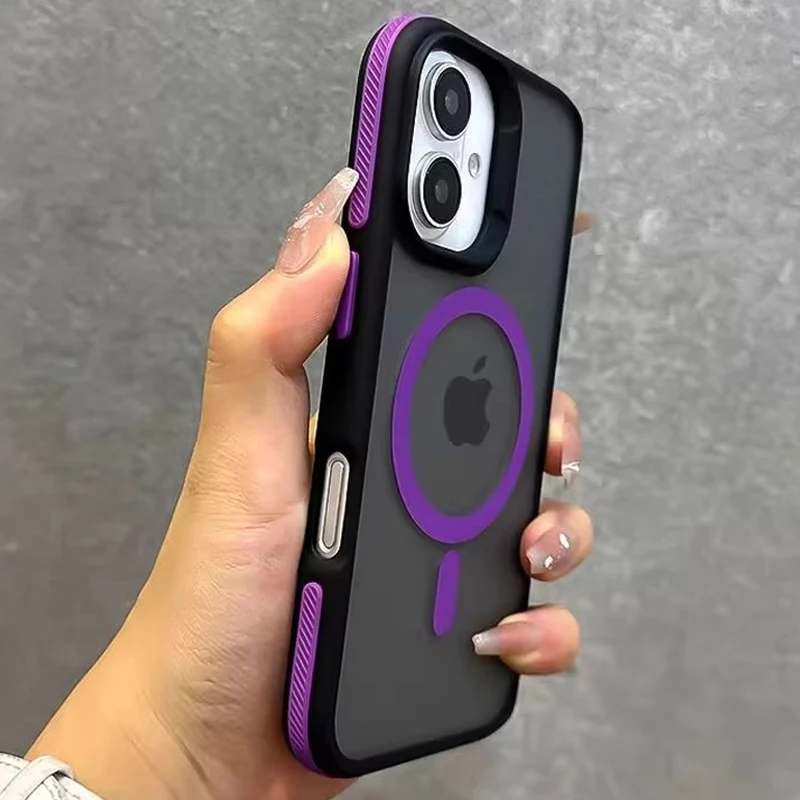 Luxury Magsafe Matte Translucent Magnetic Phone Case with Wireless Charging Capability