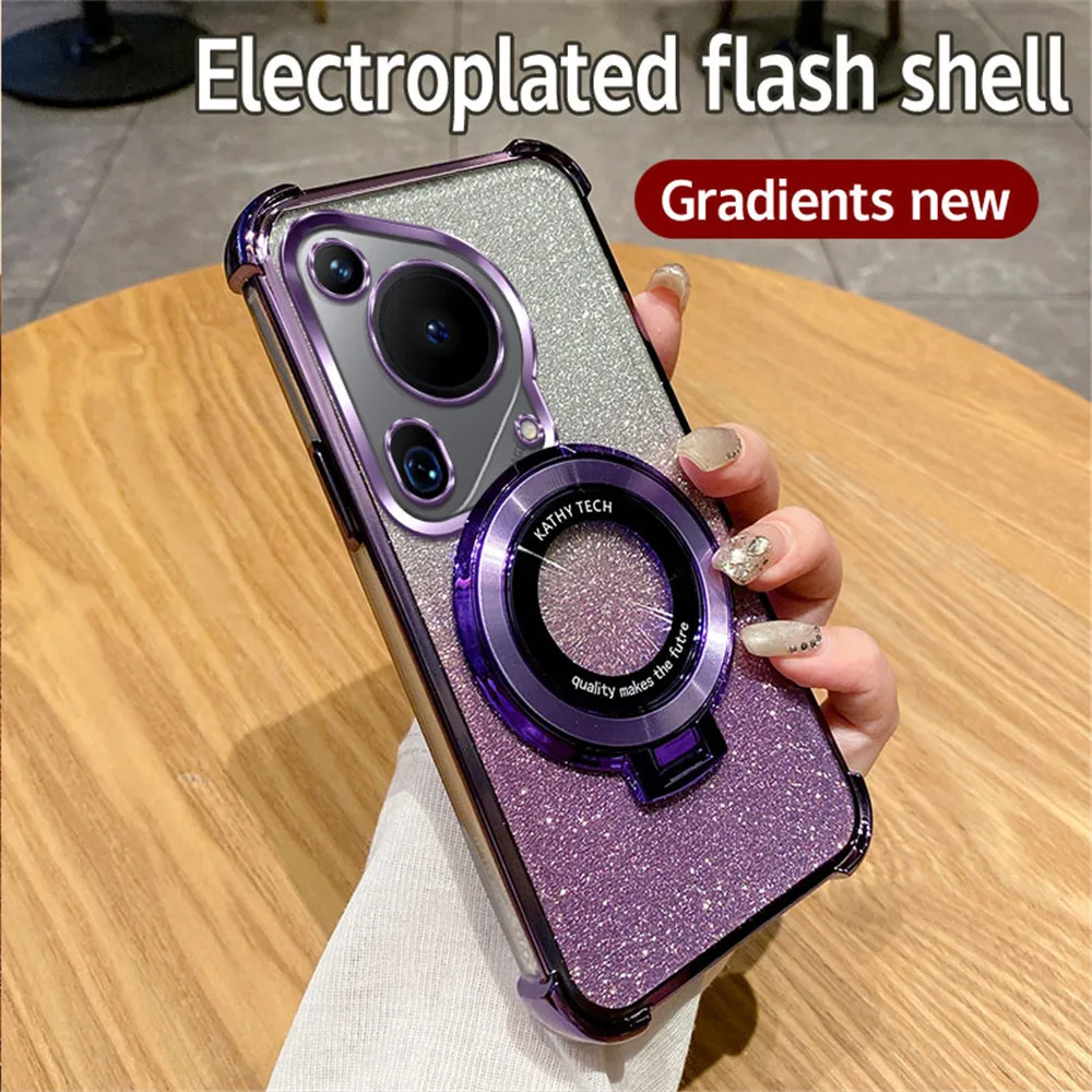 Shockproof Glitter Plating Bracket Soft Silicone Case