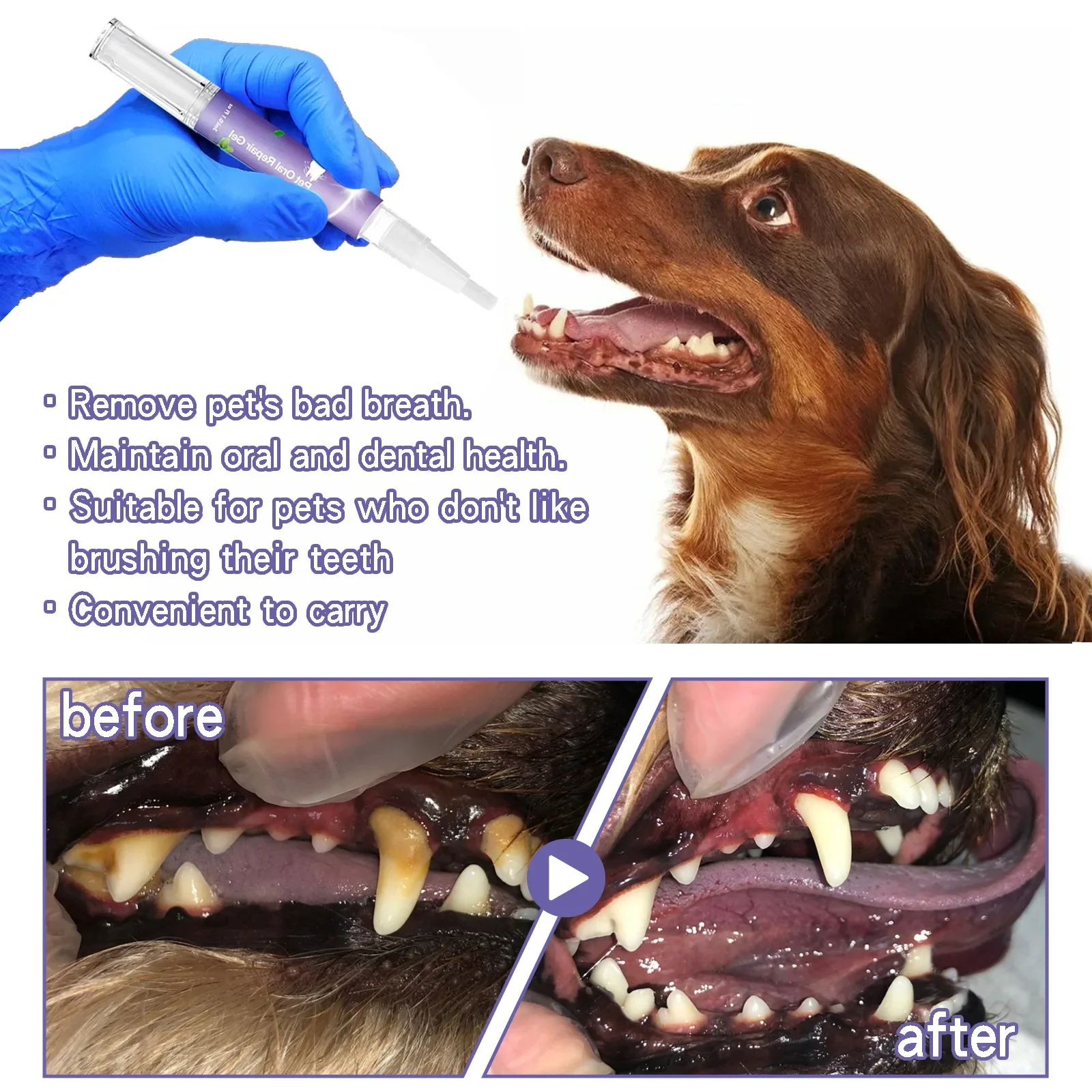 Yegbong Pet Oral Repair Gel, Dog Cat Tooth Odor Deep Cleansing Stain Care Pen
