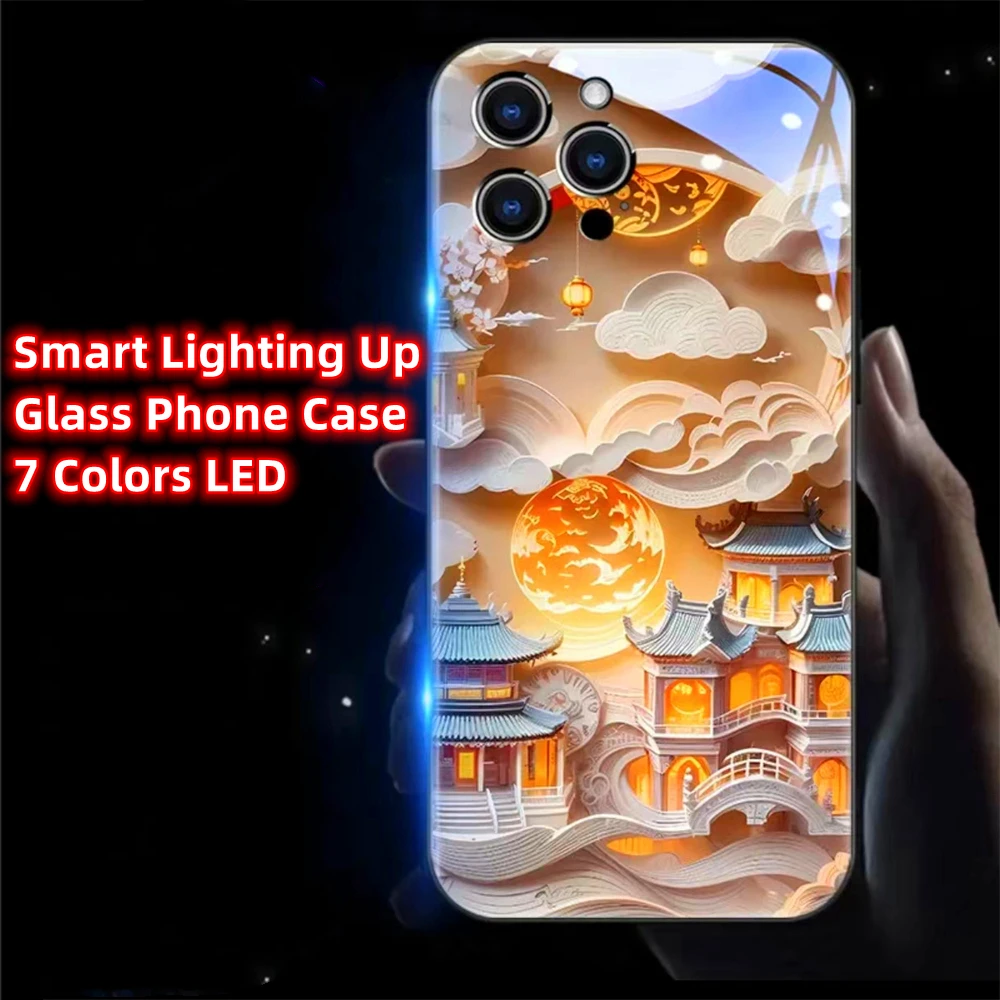 Farbenfrohe Glücks-Koi Sound-Control-LED-Flash-Hüllen Leuchtende Glasabdeckung für iPhone Air 17 16 E 15 14 13 12 11 Pro Max Plus – Detail 27