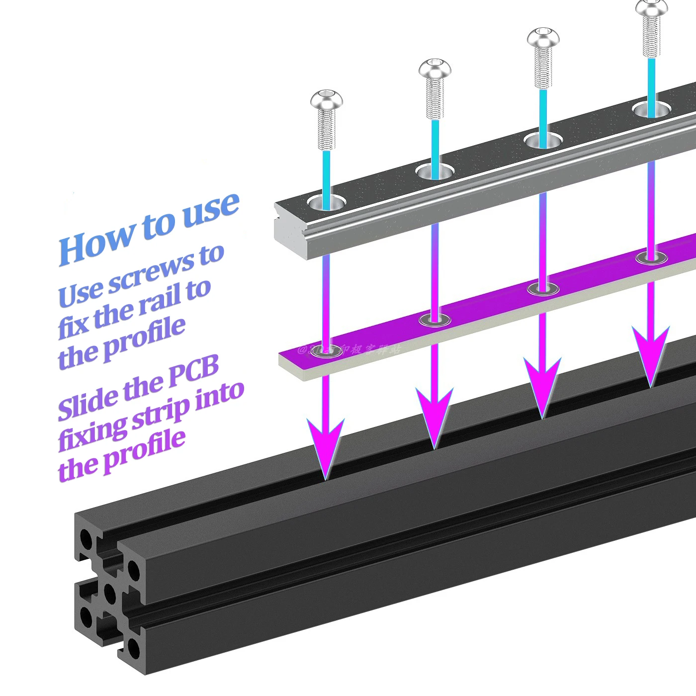 Suporte do Trilho da Fibra de Vidro do Pwb para Voron Perfil de Alumínio da Extrusão V0.1 V0.2 V0.2 Roxo Mgn7 01 02 1515 10 Peças - Imagem 2
