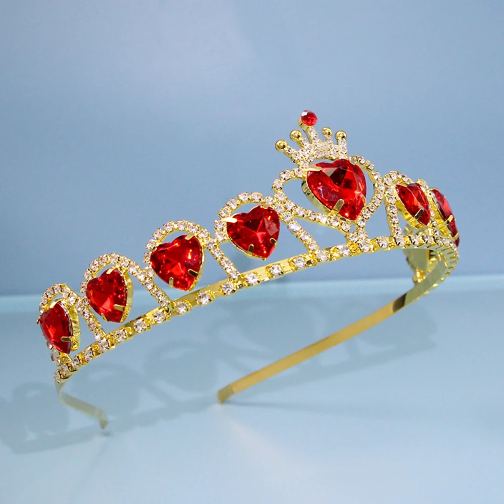 1pc Red Crown Shaped Birthday Gift Princess Headband Elegant Party Headwear Accessory Fashionable Women Royal Hair Decoration