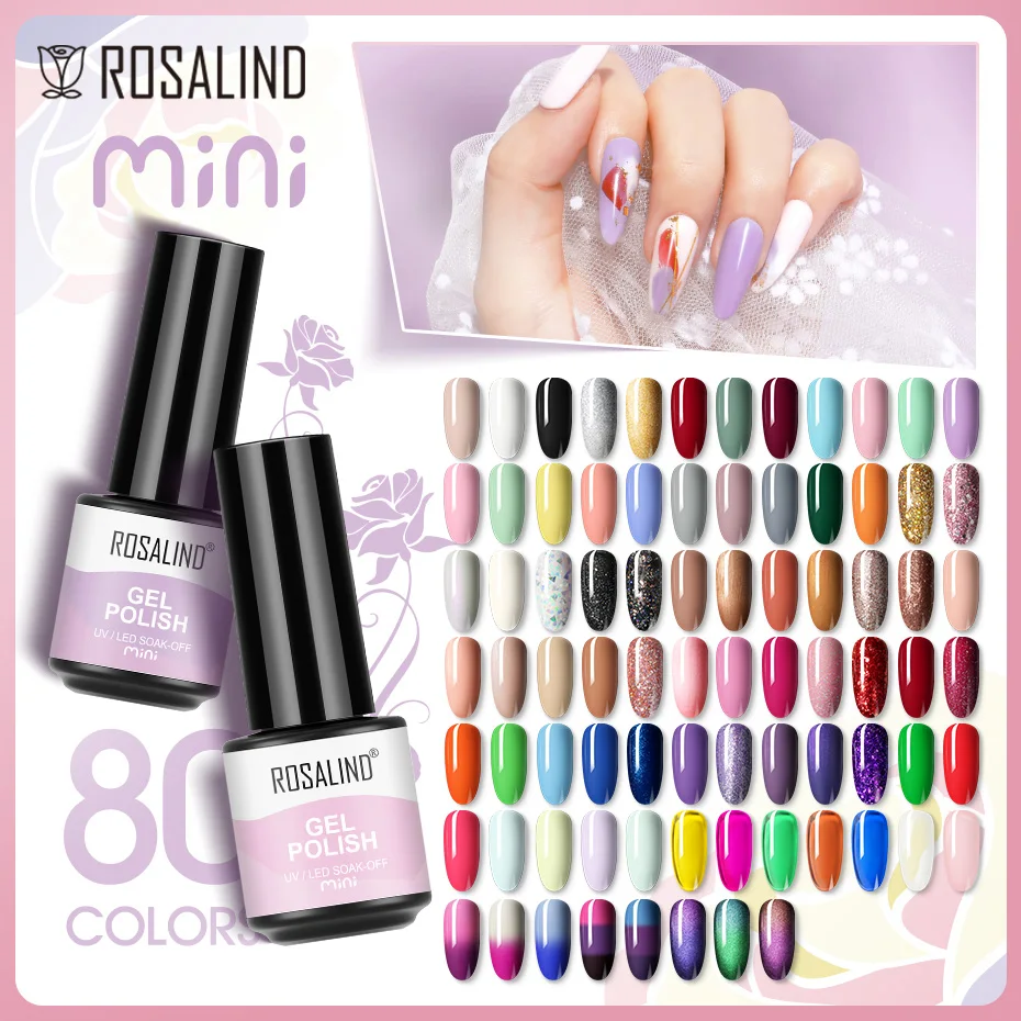 

ROSALIND Autumn&Winter Pure Color Nail Gel Polish Hybrid Varnish Semi Permanent Nail Art Soak Off UV Nail Gel Top Base Coat