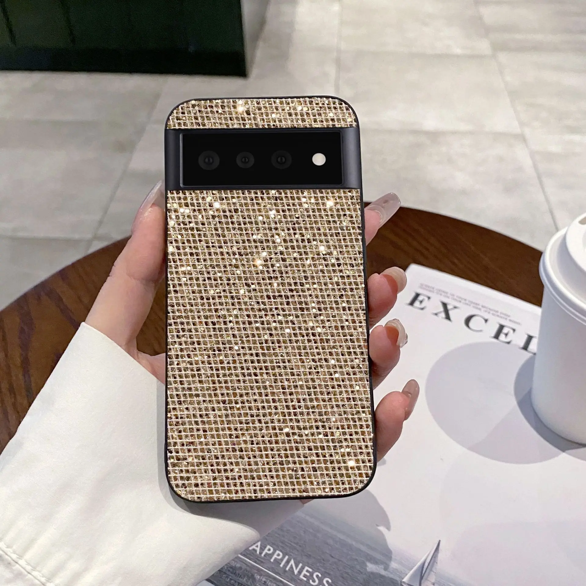 Vibrant Glitter Grid Pattern Shockproof Phone Case