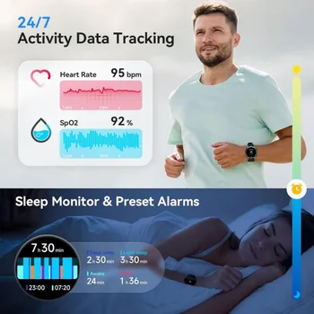 Smart Watch for Men & Women, Wireless Calling Dialing 100+ Sport Modes Fitness Tracker with Various APP Reminders Call Message Reminder Touch Screen Compatible with IOS Android Wearable Smart Bracelet Digital Wristwatch Fall Gift 4