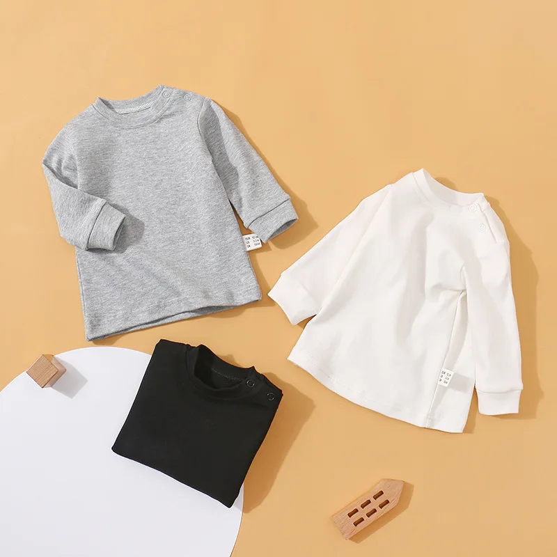 Four Seasons New Baby Long Sleeve T Shirts Infant Boy Cotton Bottoming Shirts Solid Toddler Girls/Boys Soft  T Shirts Kids Tee 2