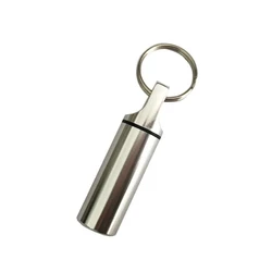 Compact Waterproof Keychain Pill Organizer with Secure Seal (Silver)