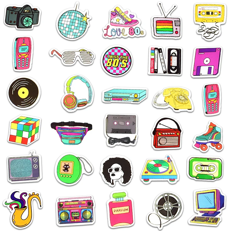 70-PCS-80s-90s-Style-Stickers-Wall-Stickers-for-Bedroom-Closet-Cool-80s-Party-Supplies-Decor.jpg 70 Db 80 -As Évek 90 -Es Stílusú Matricák Falimatricák Hálószoba Szekrényhez Hűvös Parti Készletek Dekorációs Aranyos Otthoni Dekoráció - Image 3