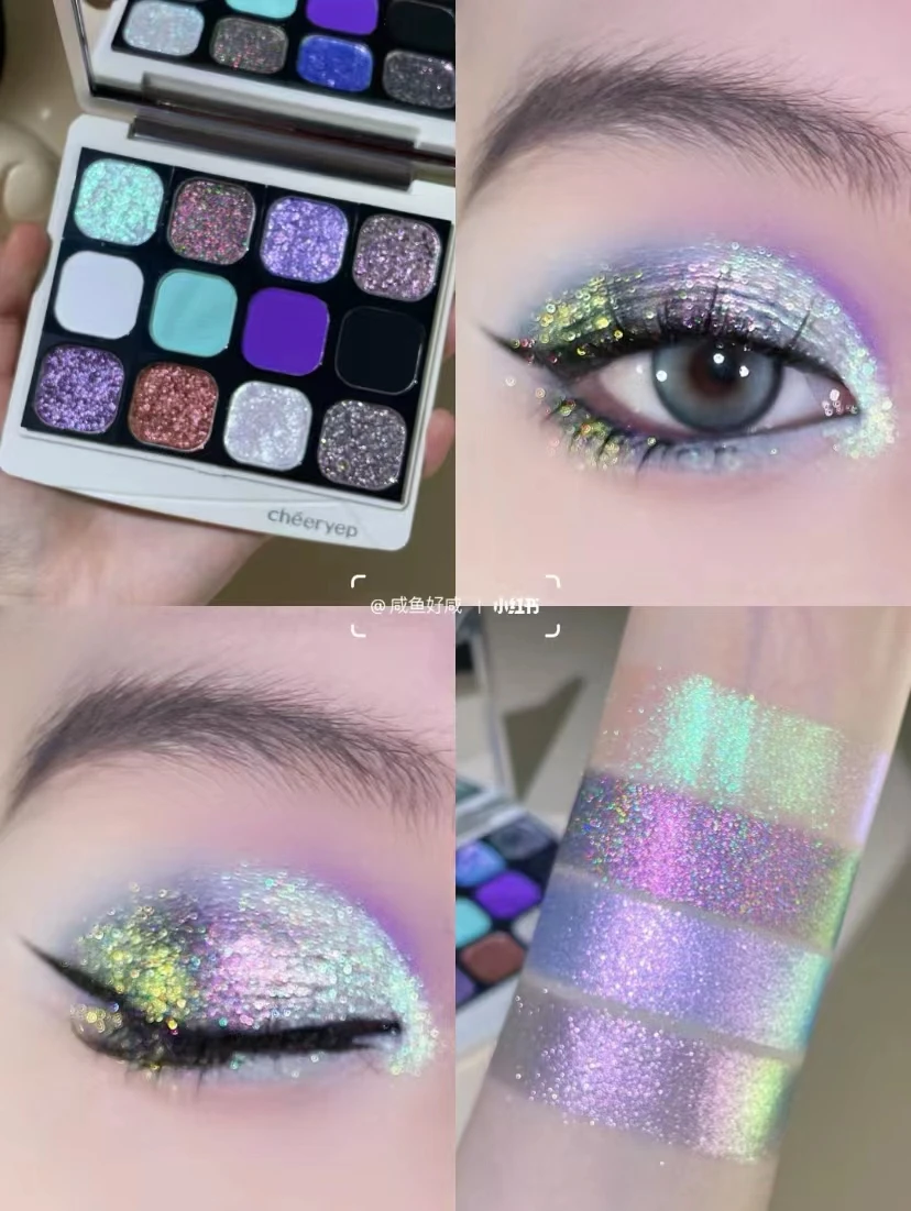 Cheeryep Monochrome Eyeshadow Chameleon Highlight Pearlescent Highgloss Qianyan Eye Shadow Matte Self Assembled Disk Halloween 5