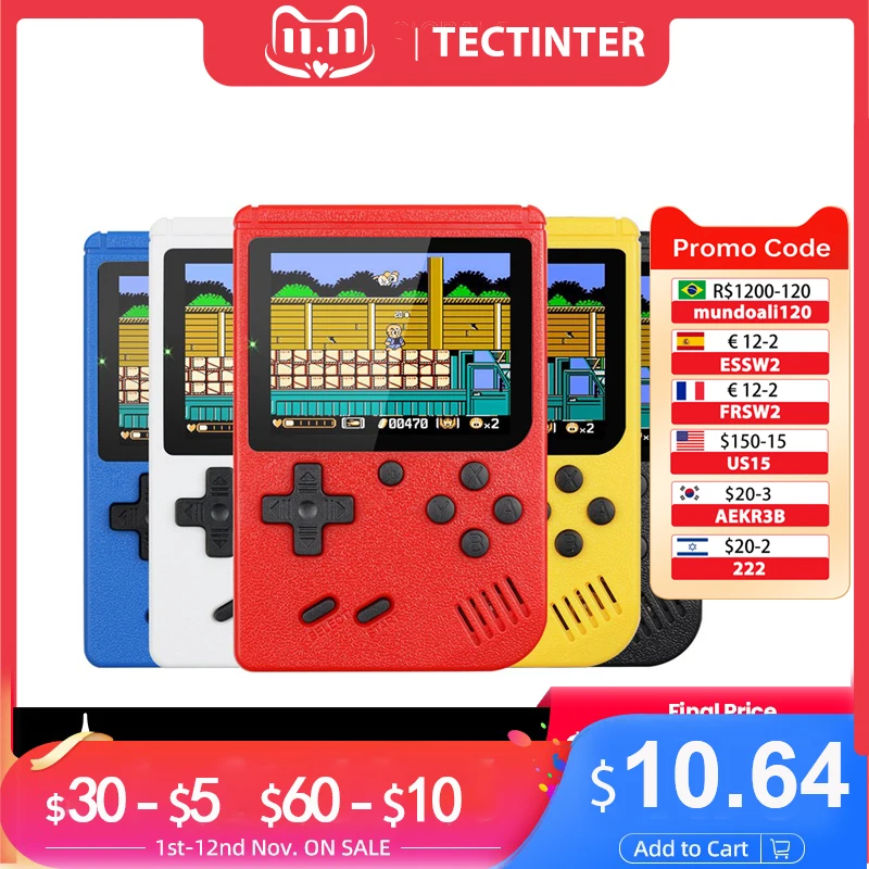 Retro Portable Mini Handheld Video Game Console 8 Bit 3.0 Inch Color LCD Kids Color Game Player Built in 400 games|Handheld Game Players| - AliExpress