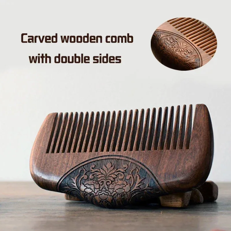 Pocket Wooden Comb Natural Sandalwood Narrow Tooth No Static Lice Beard Hair Styling