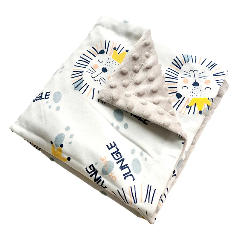 Knitted Cotton bean fleece double-sided baby blanket swaddle children's blanket cartoon soft and comfortable newborn quilt 2