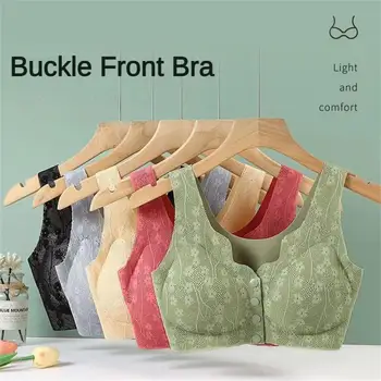 Middle-aged And Elderly Mother's Front Opening Buckle Underwear Skin-friendly Breathable Without Steel Ring Non-stuffy Soft Vest 1