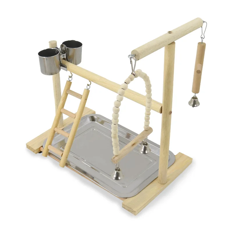 Parrot Stand Cage Playground Parakeet Perch Bird Training Office Toy Supplies Desktop Wooden Stands Exercise Equipment