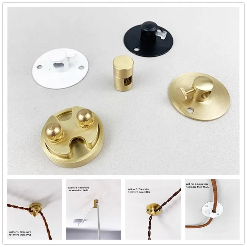 2PCS Chandelier shifter brass lamp cable grips fixing accessories wire displacement lamp translation ceiling mounted metal clips