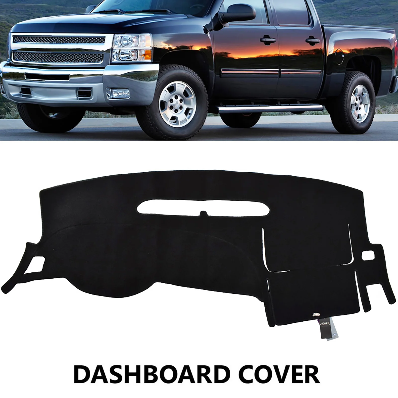 OEMASSIVE Dash Mat Dashboard Cover Sun Shade Cover Carpet For Chevrolet Silverado 1500 2007-2013 2 Glove Boxes dashboard cover