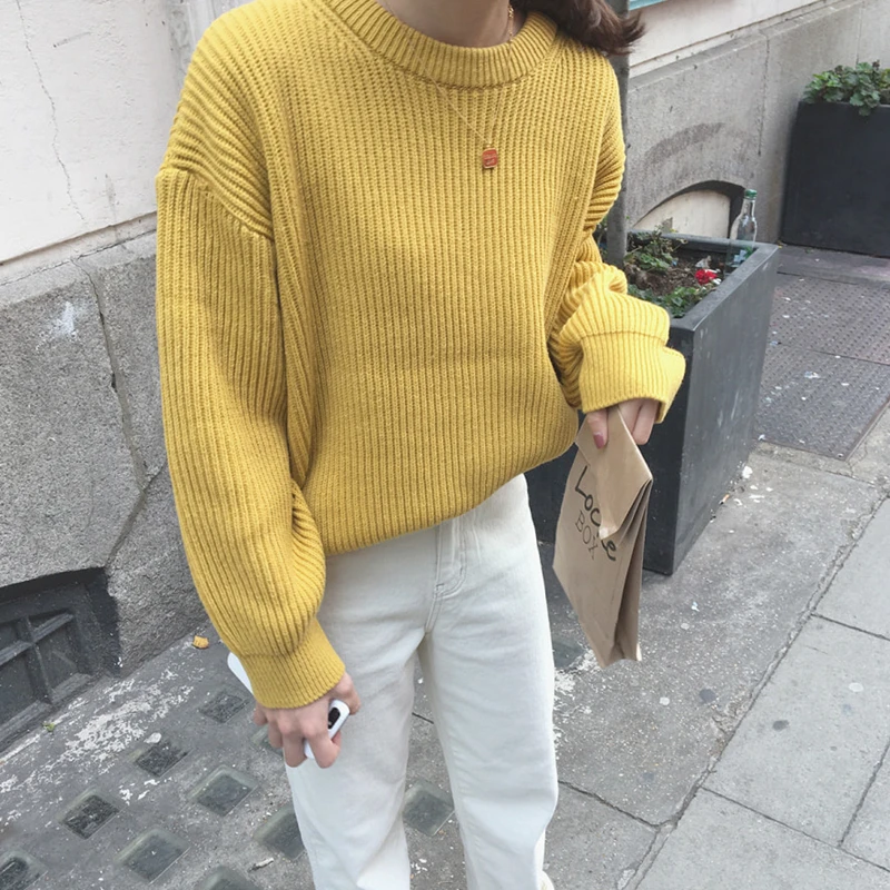 woolen sweater 2021 Autumn Winter Women Pullover Sweaters Female Knitted O-Neck Solid Concise Loose Elegant Office Lady Casual All Match Tops turtleneck sweater