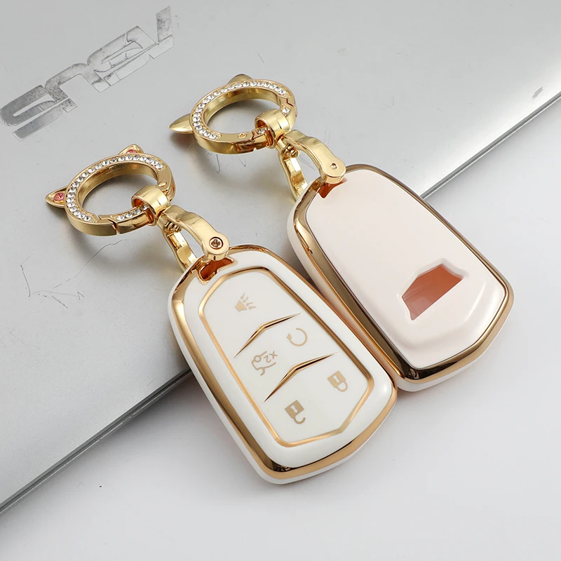 Guscio Telecomando Cadillac Custodia Telecomando Per Cadillac ATS, CT6, CTS, SRX, XT5, XTS 2015-2016 - Nera, Con Telecomando Ricambio Telecomando Cadillac Nero