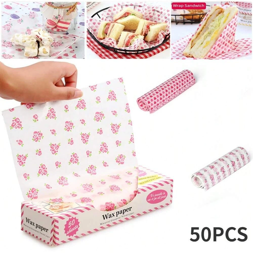 Versatile Greaseproof Wax Paper for Food Wrapping and Baking (50 Sheets)