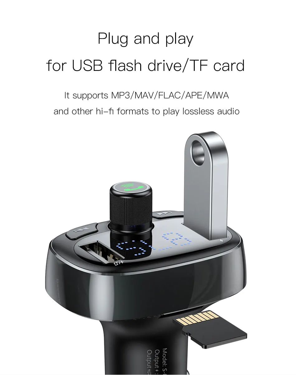 Car FM Transmitter Handsfree Bluetooth Modulator 3.4A Fast Dual USB Car Charger