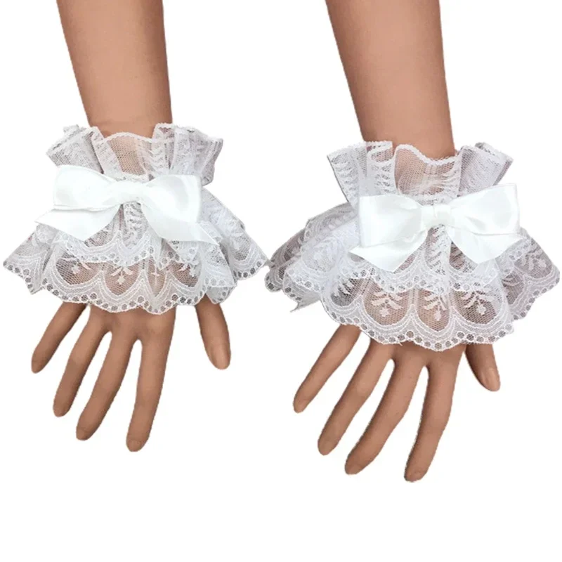 Japanische Frauen Mädchen Lolita Mehrfarbige Schleife Handschuhe Gefälschte Ärmel Manschetten Süße Prinzessin Cosplay Pullover Manschette Abdeckung Handgelenk Zubehör – Detail 1