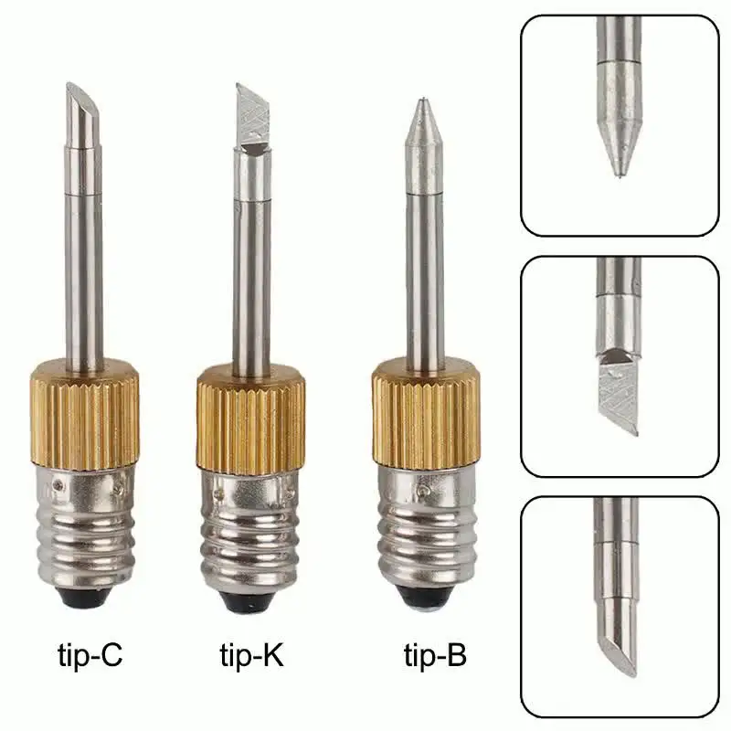 Set Di 3 Punte Per Saldatore USB Con Interfaccia E10 + Spugna - Punte In Acciaio Per Saldatura Di Precisione