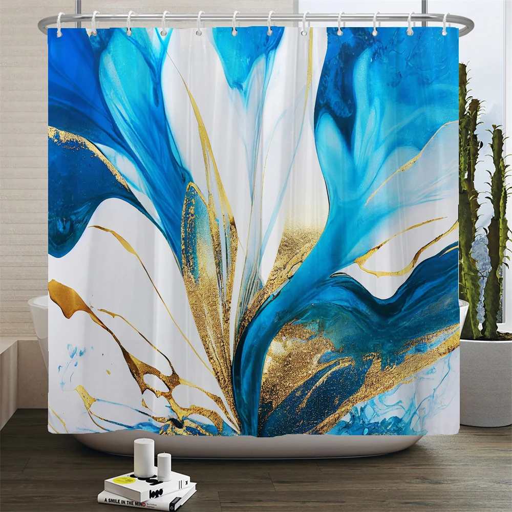 Gradient Marble Ink Texture Shower Curtain Waterproof Abstract Paint Colorful Bath Curtain Home Bathroom Decor With Hook shower curtains