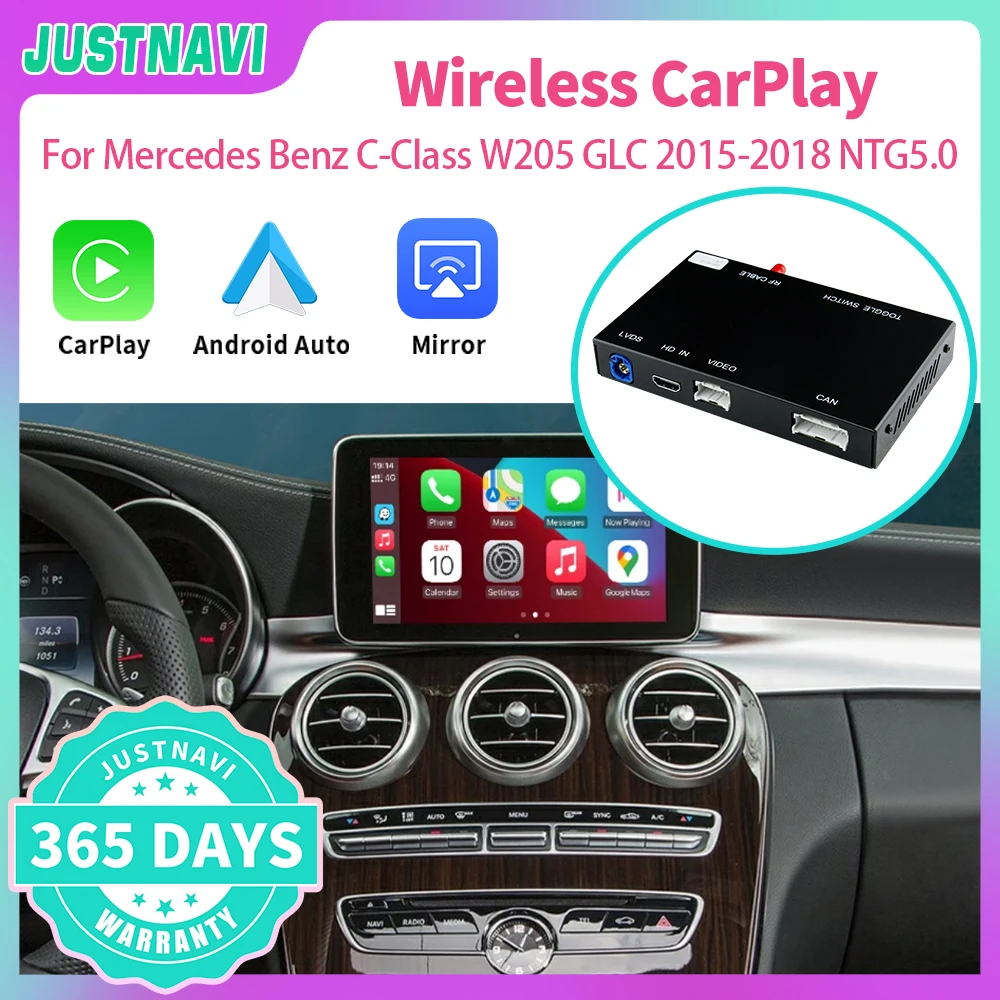 

JUSTNAVI Wireless CarPlay For Mercedes Benz C-Class W205 GLC 2015-2018 With Android Auto Mirror Link AirPlay Car Play Functions