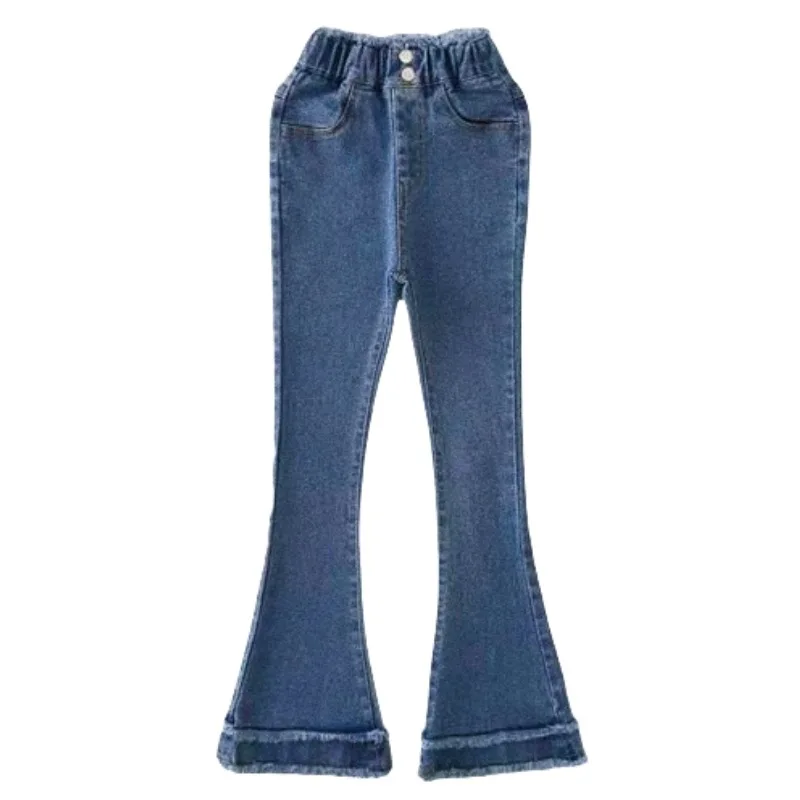 2026년 봄 여름 십대 소녀 청바지 아동 벨보텀 데님 펄 팬츠 펄 4 8 10 12 14세  바지 어린이용