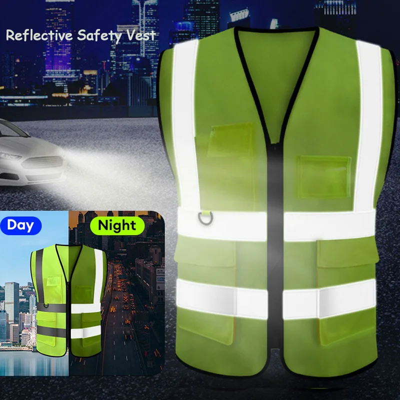 

High Visibility Reflective Safety Vest Personalized Multiple Pockets Night Riding And Construction Workers Safety Work Clothes