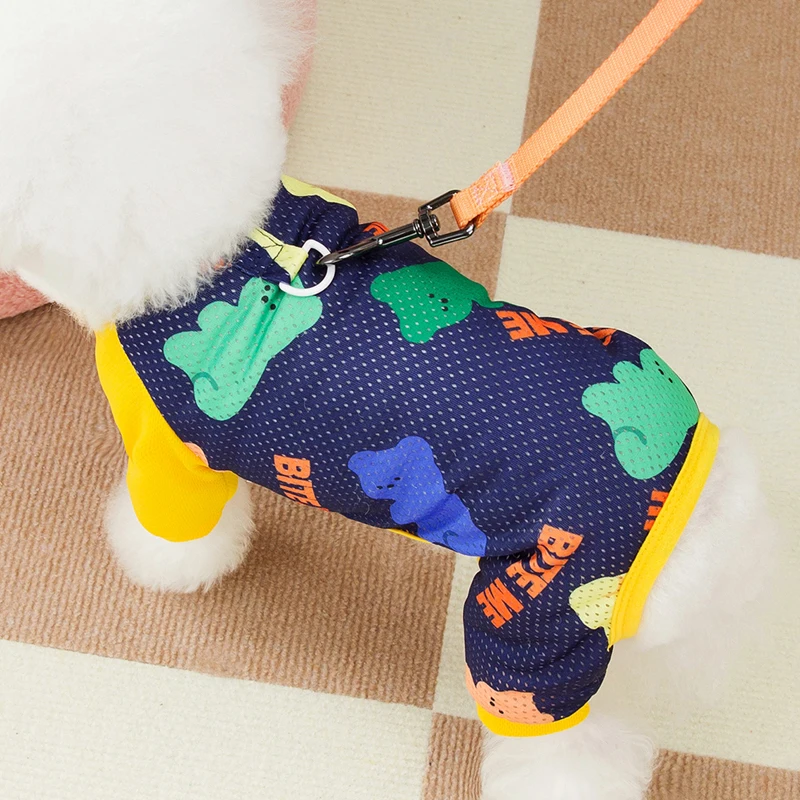 Pet teddy than bear small puppy puppy dog clothes anti-dirty sun protection four feet cool clothes summer mesh breathable