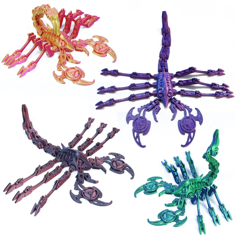 3D Printed Movable Joints Scorpion Toys Simulation Articulated Animal Figurine Ornaments Creative Model Desktop Decoration Gifts