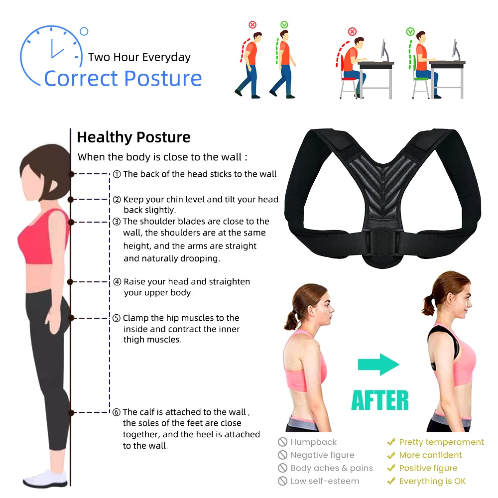 Adjustable Posture Corrector Preventing Humpback Protection Spine Pain  Relief Correction Belt Women Men Back Shoulder Support - AliExpress