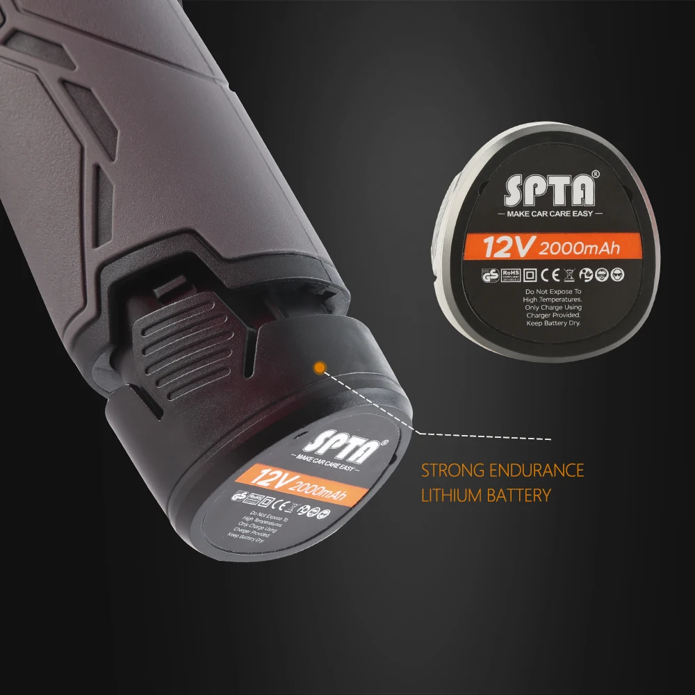 SPTA Original 12V 2000mAh Lithium ion Rechargeable Battery For SPTA 12V Cordless Buffer Polisher 8mm DA Polisher SPTA-LD601