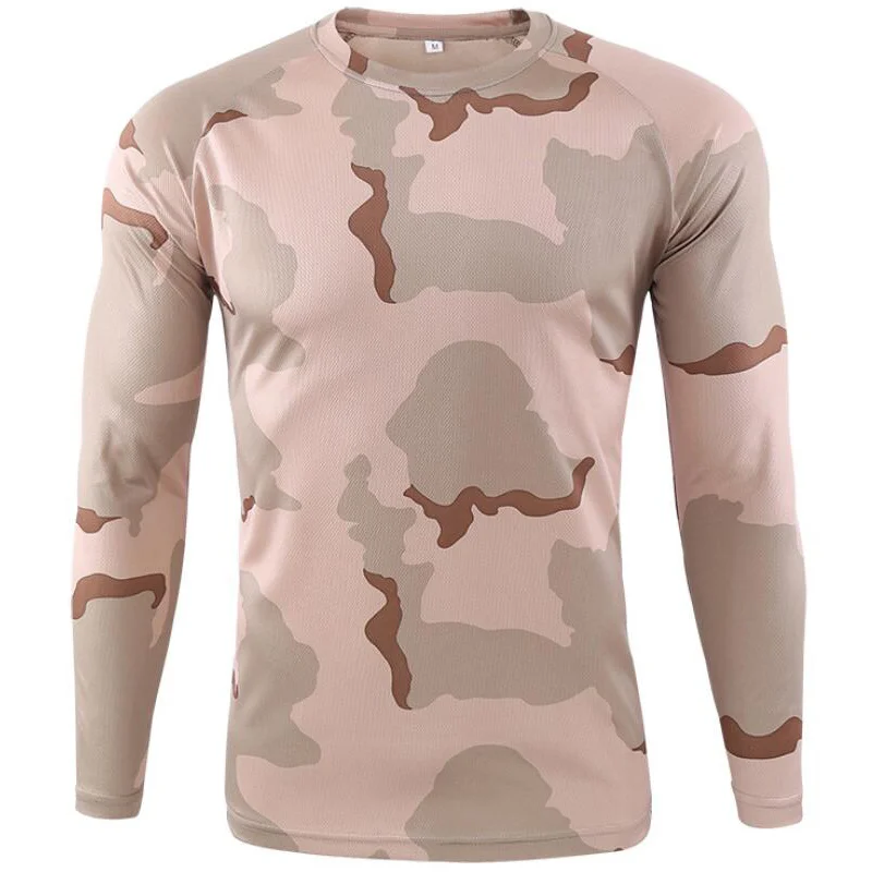 Sport t shirt Long sleeve t shirt Men Camouflage T-shirt Summer Outdoor Quick Drying Breathable Hiking Fishing Camping Military Tactical Long Sleeve Tops