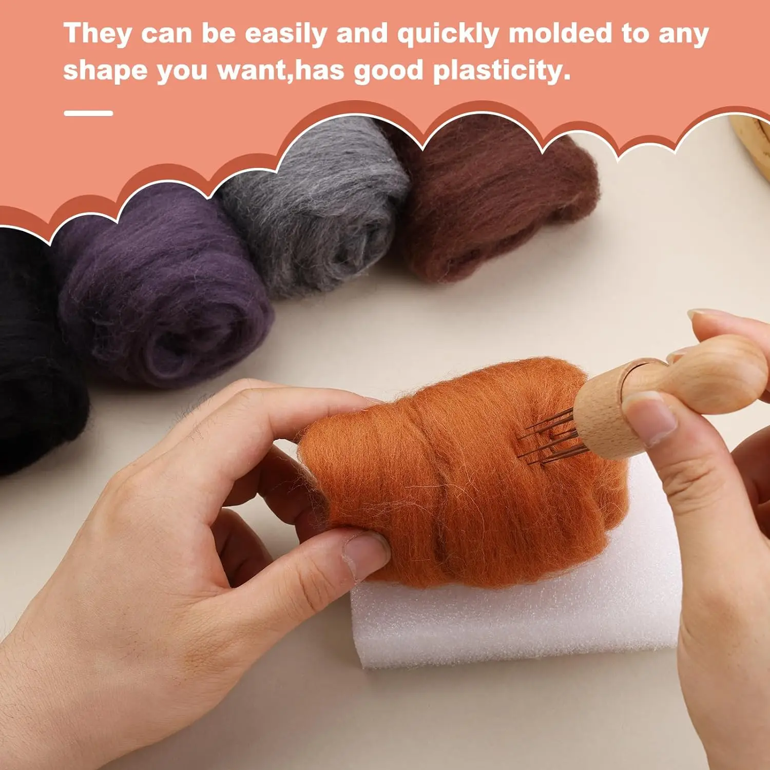 DIY Wool Roving Needle Felting 8 Colors Wool Felting Fibre Handmade Material For Beginners Needle Product Making