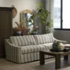 Nordic Wabi-Sabi Mid-Century Striped Linen Fabric Two-Three Seater Sofa, Detachable and Washable, Living Room Furniture 2