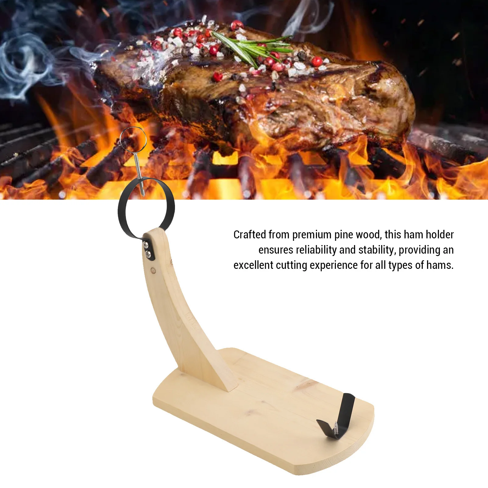 Wooden Ham Holder Stand Pine Wood Stable Ham Display Rack Stand for Carve and  Spanish Ham Italian Prosciutto Ham Holder