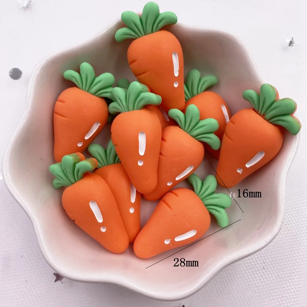 Resin Colorful 3D Carrot Figurines 10pcs for Scrapbook DIY Hair Bow Hairpin Embellishments