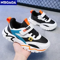 Chaussures de sport en cuir pour enfants, baskets respirantes pour enfants, chaussures de marche décontractées, chaussures de course en plein air pour garçons, maille confortable, mode 2