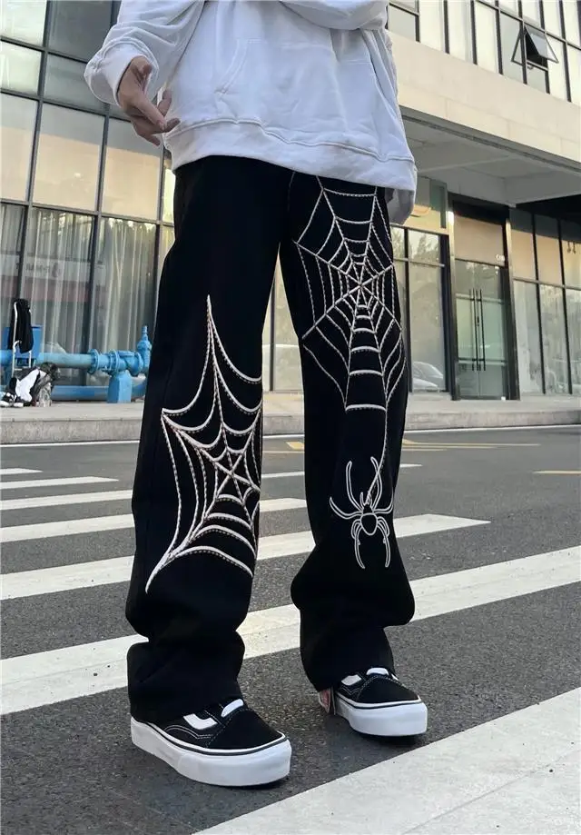 Streetwear Black Y2k Baggy Pants Men Anime Wide leg